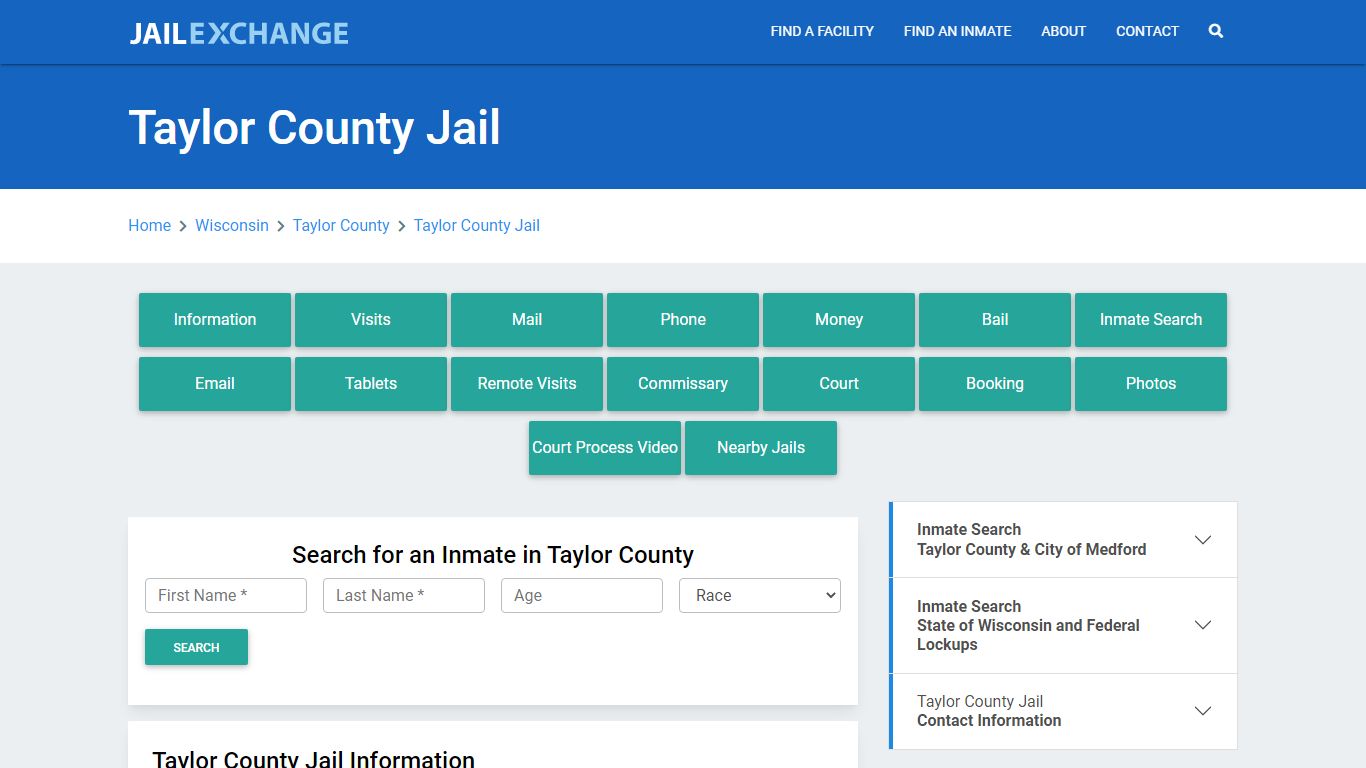 Taylor County Jail Roster Lookup, WI, Inmate Search